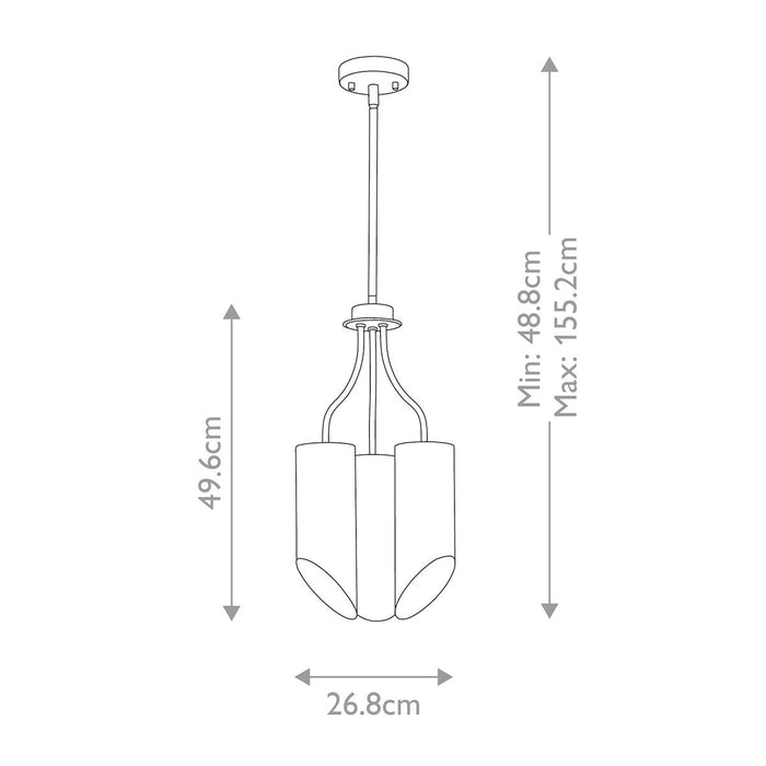 Quinto 3 Light White Aged Brass Chandelier - Elstead — rear view