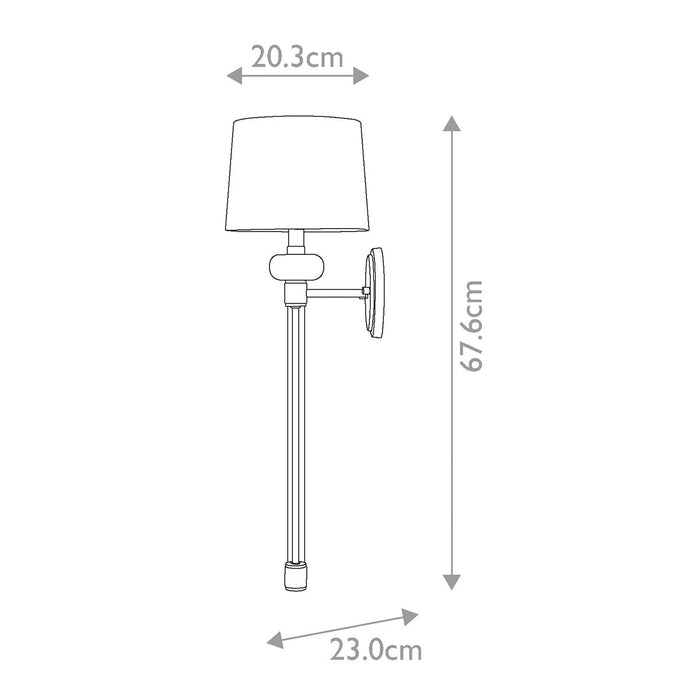 Quoizel Barbour 1 Light Nickel Wall Light - White Shade — rear view