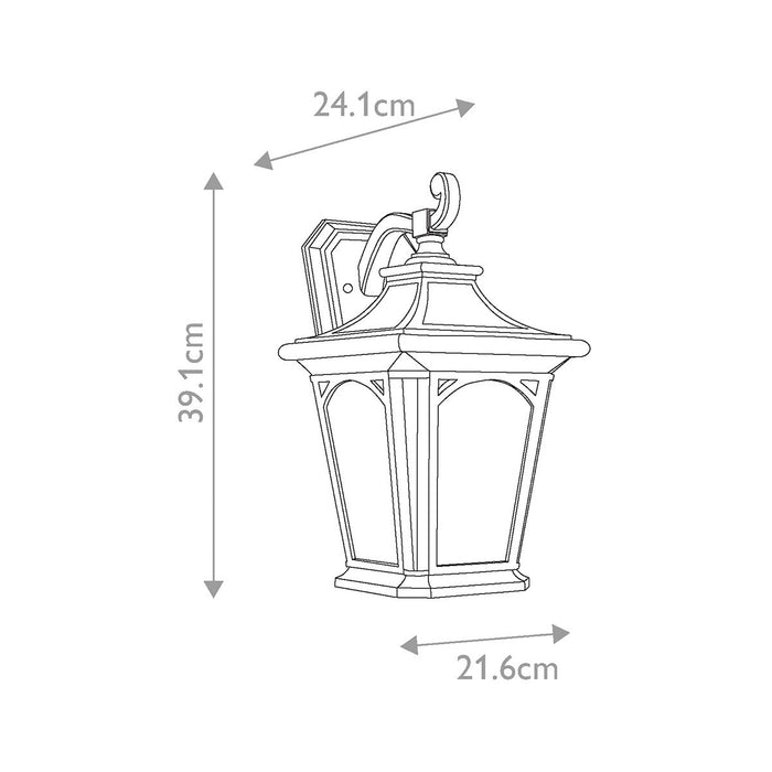 Quoizel Bedford Medium Black Outdoor Wall Light — close-up detail