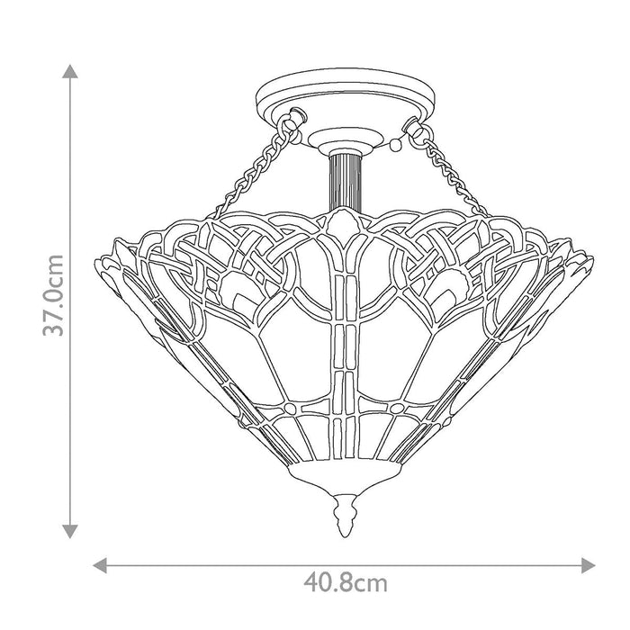 Quoizel Cambridge Semi Flush Tiffany Ceiling Light — alternate view
