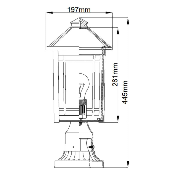 Quoizel Cedar Point 1 Light Black Outdoor Pedestal — alternate view