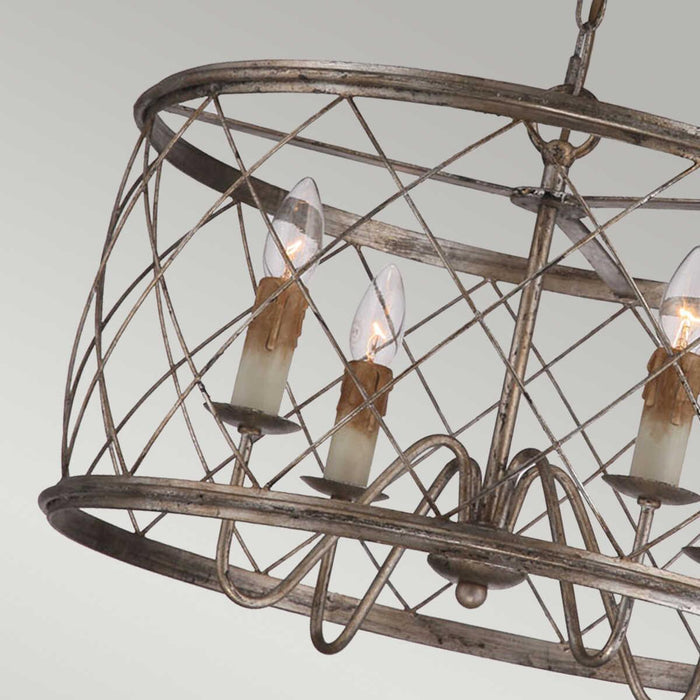 Quoizel Dury 4 Light Silver Pendant Chandelier-Ceiling Pendant Lights-Elstead Lighting-6-Tiffany Lighting Direct