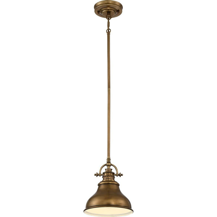 Quoizel Emery 1 Light Brass Mini Ceiling Pendant Light-Ceiling Pendant Lights-Elstead Lighting-1-Tiffany Lighting Direct