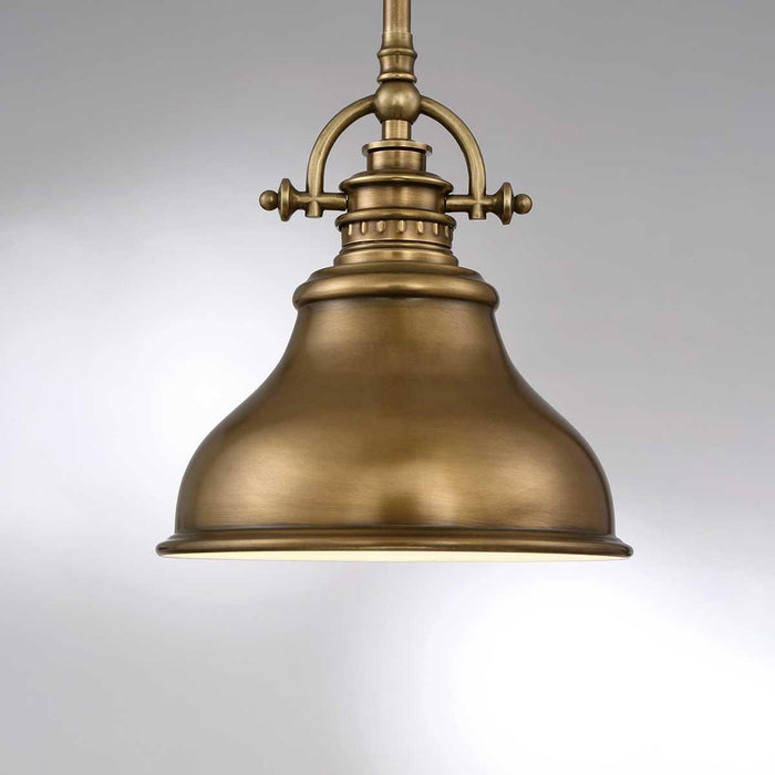 Quoizel Emery 1 Light Brass Mini Ceiling Pendant Light — lifestyle setting