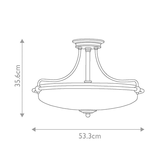 Quoizel Griffin 3 Light Semi-Flush Brass Ceiling Light — close-up detail