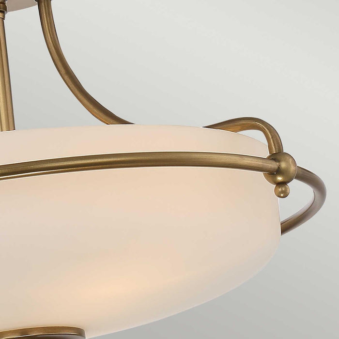 Quoizel Griffin 3 Light Semi-Flush Brass Ceiling Light Living room wide shot