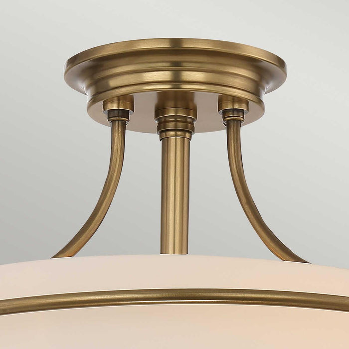 Quoizel Griffin 3 Light Semi-Flush Brass Ceiling Light Living room close up