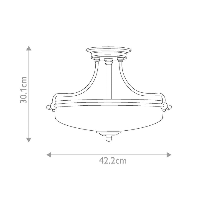 Quoizel Griffin Nickel 3 Light Ceiling Semi-Flush — close-up detail