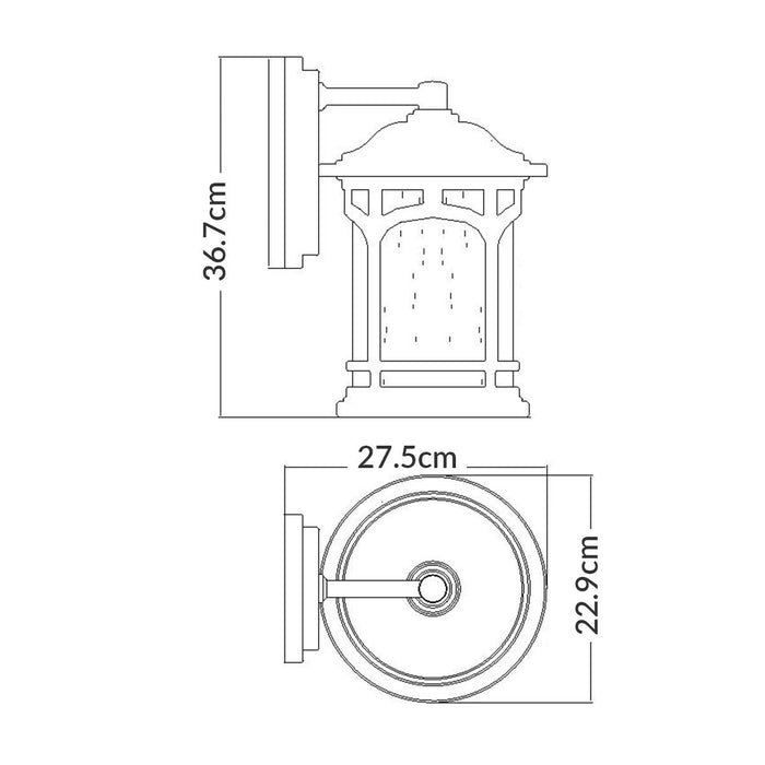 Quoizel Marblehead Medium Bronze Outdoor Wall Light — close-up detail