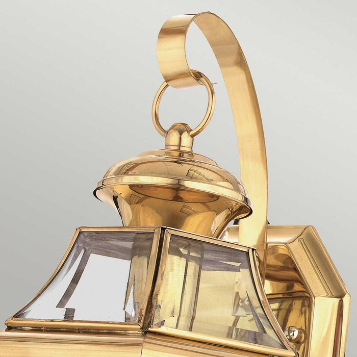 Elstead Newbury Polished Brass Medium Outdoor Wall Close up image