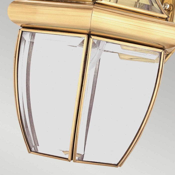 Elstead Newbury Polished Brass Medium Outdoor Wall Fitting Close up