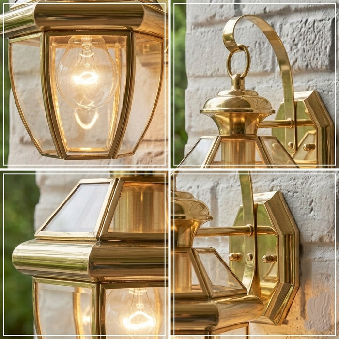 Elstead Newbury Polished Brass Small Outdoor Wall Lantern QZ-NEWBURY2-S-PB - 4 images