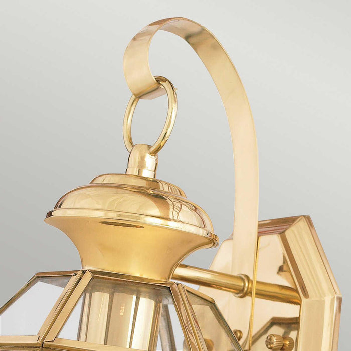 Elstead Newbury Polished Brass Small Outdoor Wall Close up image