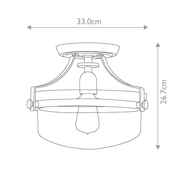 Quoizel Penn Station Brushed Brass Semi Flush - Glass Shade — close-up detail