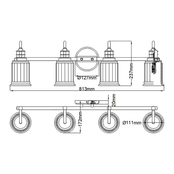 Quoizel Swell 4 Light Chrome Bathroom Wall Light — close-up detail