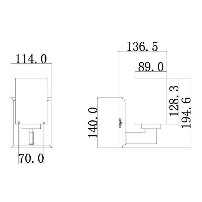 Quoizel Taylor Small Polished Chrome Bathroom Wall Light — close-up detail