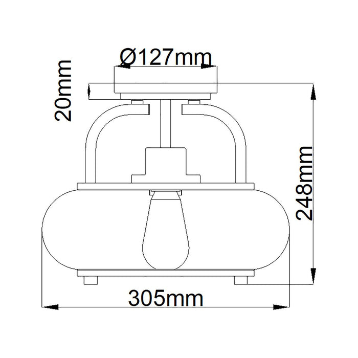 Quoizel Trilogy 1 Light Semi-Flush Brushed Nickel Ceiling Light — close-up detail