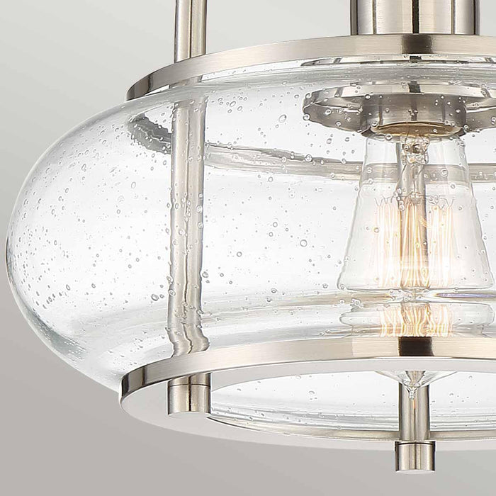 Quoizel Trilogy 1 Light Semi-Flush Brushed Nickel Ceiling Light — lifestyle setting