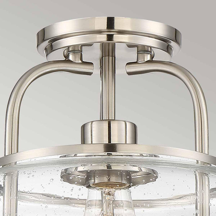 Quoizel Trilogy 1 Light Semi-Flush Brushed Nickel Ceiling Light — side profile