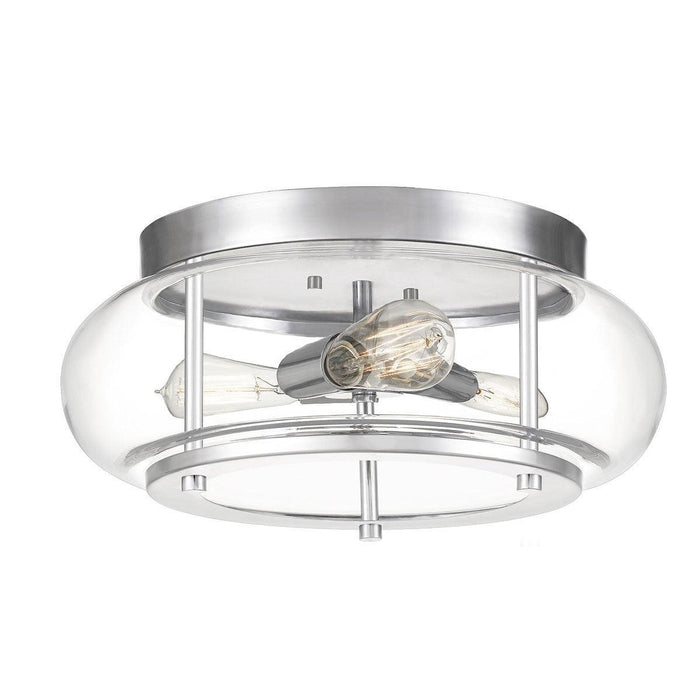 quoizel trilogy 3 light chrome bathroom flush mount