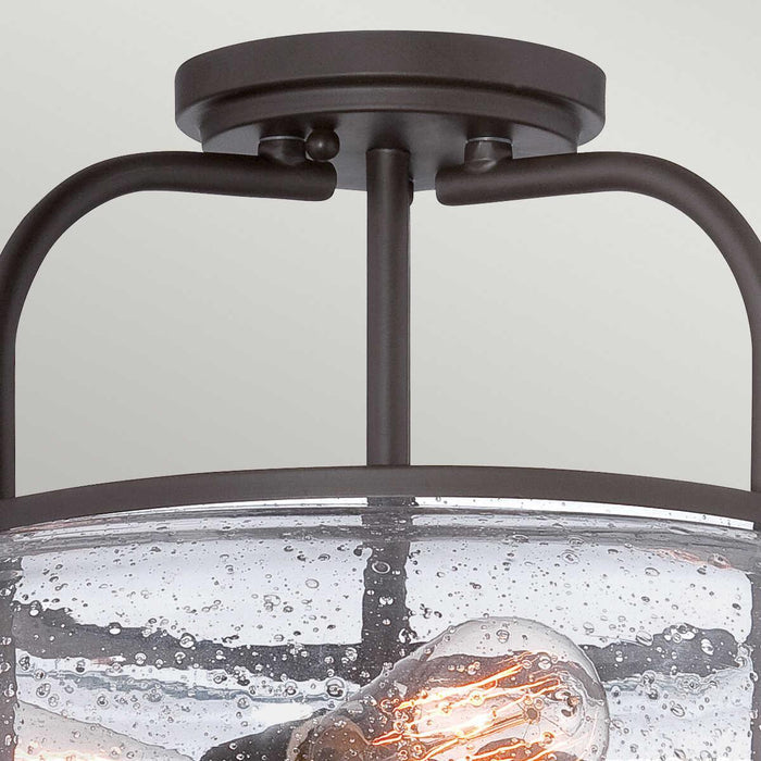 Quoizel Trilogy Bronze Medium Semi-Flush Ceiling Light Hallway close up