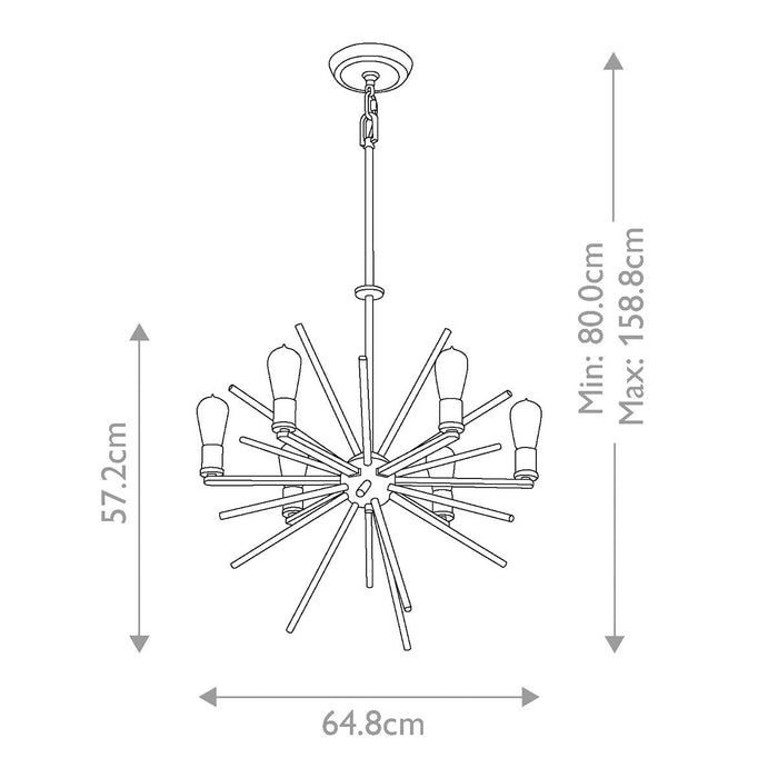 Quoizel Uptown Carnegie 6 Light Chandelier - Imperial Silver — rear view