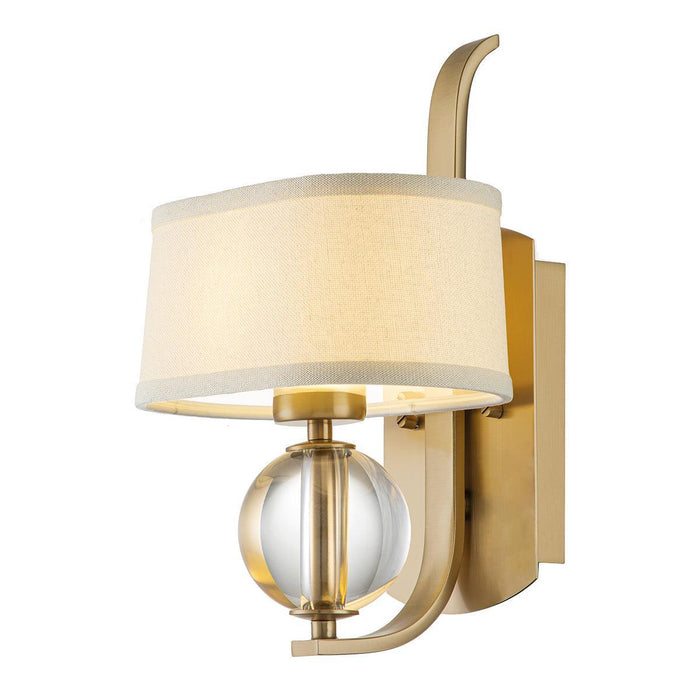 Quoizel Uptown Gotham 1 Light Brass Wall Light - Cream Shade image 1