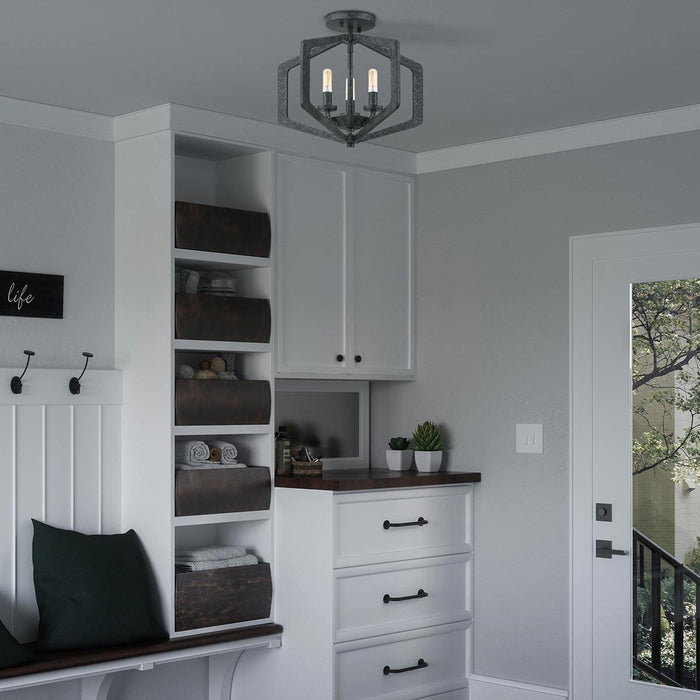 Quoizel Vanguard 3 Light Black Pendant — close-up detail