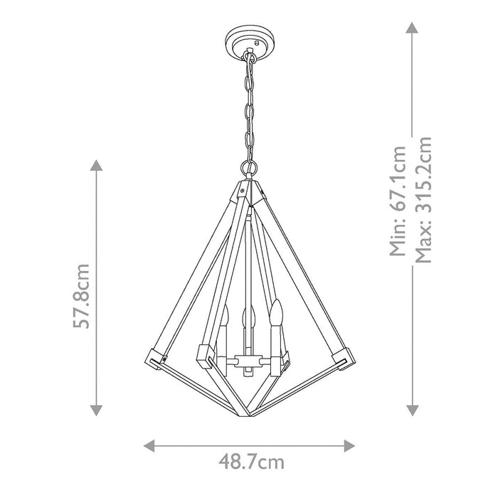 Quoizel View Point 3 Light Chandelier - Weathered Brass — rear view
