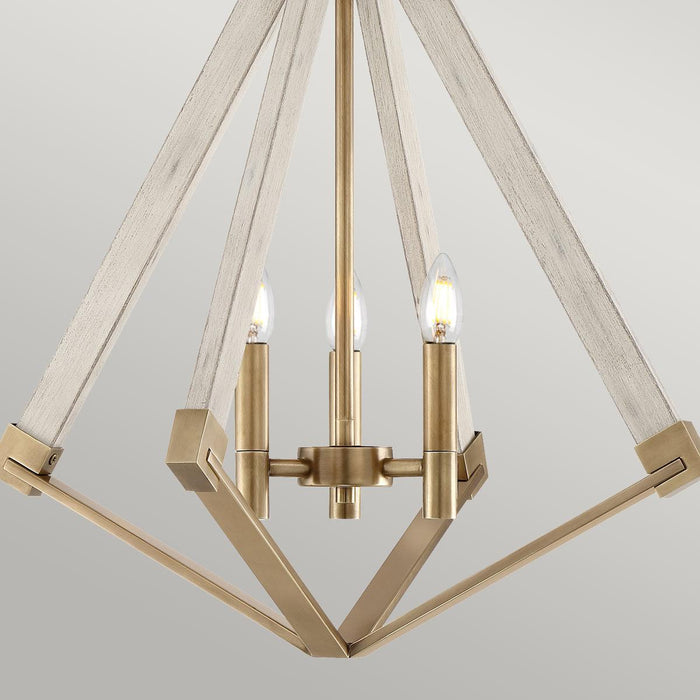 Quoizel View Point 3 Light Chandelier - Weathered Brass — side profile