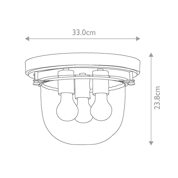 Quoizel Whistling 3 Light Chrome Bathroom Ceiling Flush — close-up detail