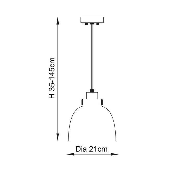 Reading Black Chrome Pendant - Tinted Glass Shade — rear view