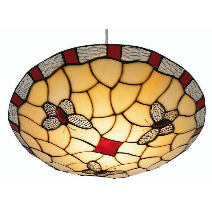 Tiffany Non Electric Pendants - Oaks Tiffany Red Round Butterfly Non Electric Pendant OT 1000 RD