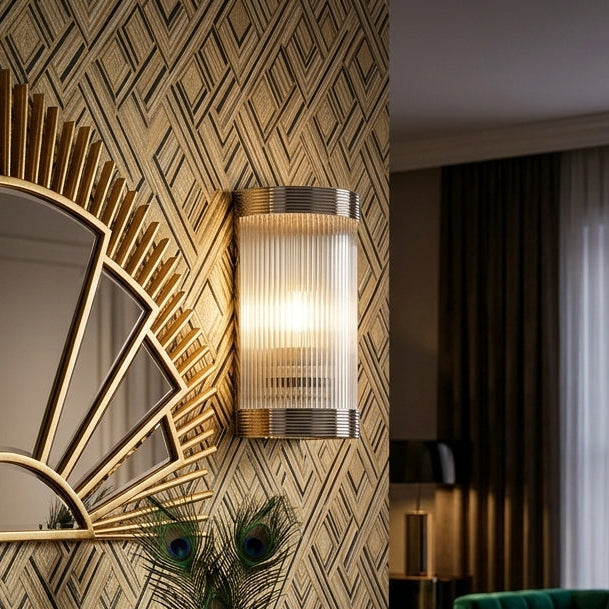 Reeded Chrome Art Deco Wall Light REED861 by Kansa Lighting — suits living rooms, bedrooms & hallways