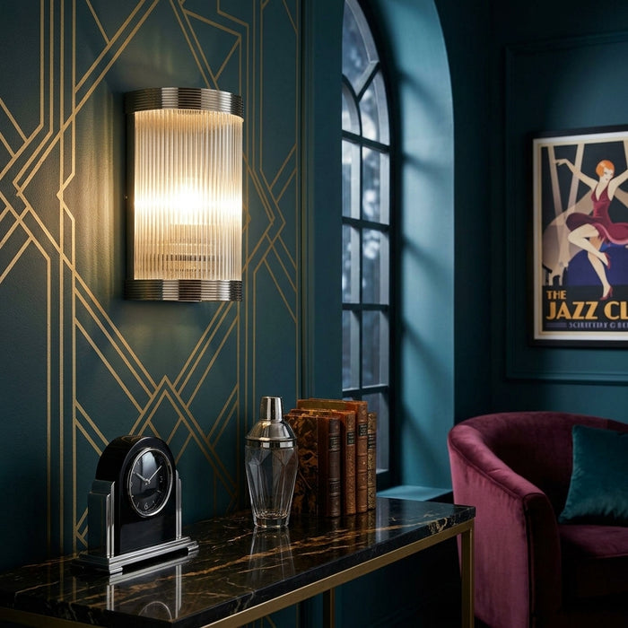 Reeded Chrome Art Deco Wall Light REED861 — alternate view