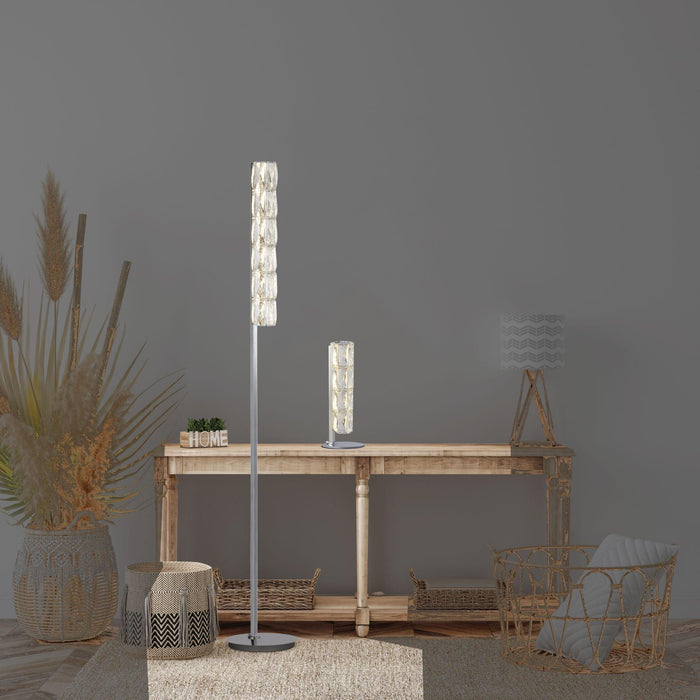 remy led chrome hexagonal crystal floor lamp by searchlighting lighting, living room image