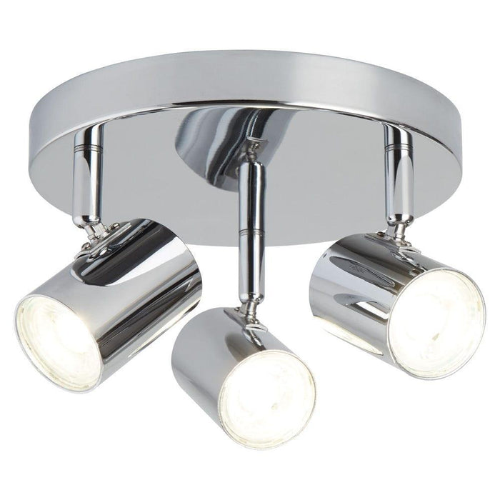 rollo 3 light chrome cylinder head flush adjustable spotlight plate