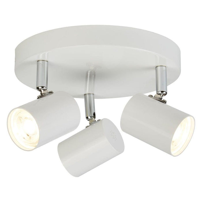 rollo 3 light white cylinder head flush adjustable spotlight plate