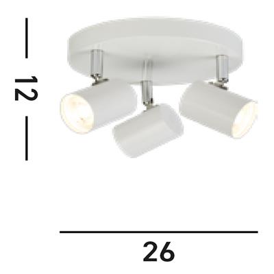 Rollo 3 Light White Cylinder Head Flush Adjustable Spotlight — close-up detail
