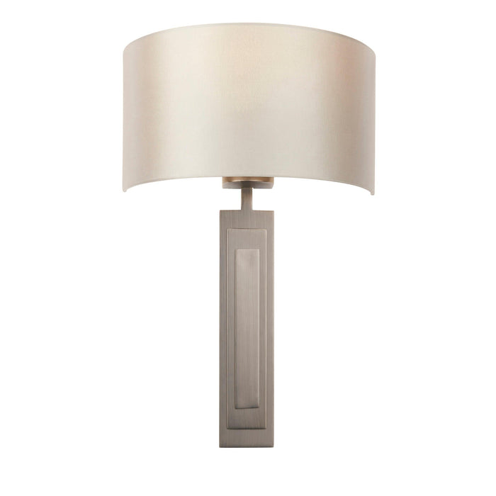 Rome Brush Bronze Art Deco Wall Light with Mink Half Shade image 1