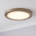 Rondo Antique Brass Large Flush Bathroom Ceiling Light by Oaks Lighting — suits bathrooms & en-suites