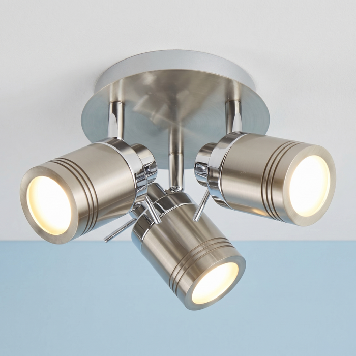 Samson 3 Light Silver Bathroom Flush Ceiling Spotlight — alternate view