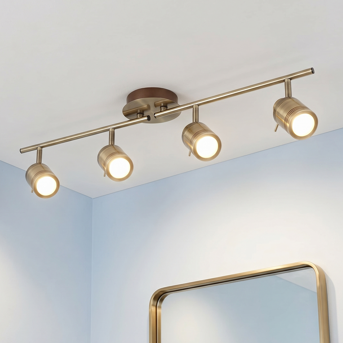 Samson 4 Light Brass Bathroom Adjustable Split-Bar Kitchen Spotlight — alternate view