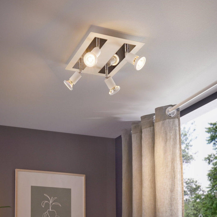 eglo sarria white chrome 4 light plate spotlight