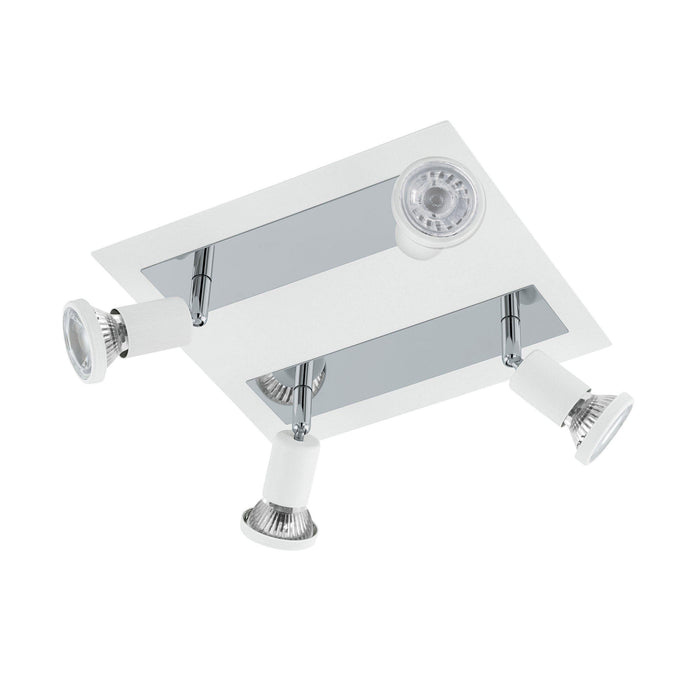 eglo sarria white chrome 4 light plate spotlight living room image