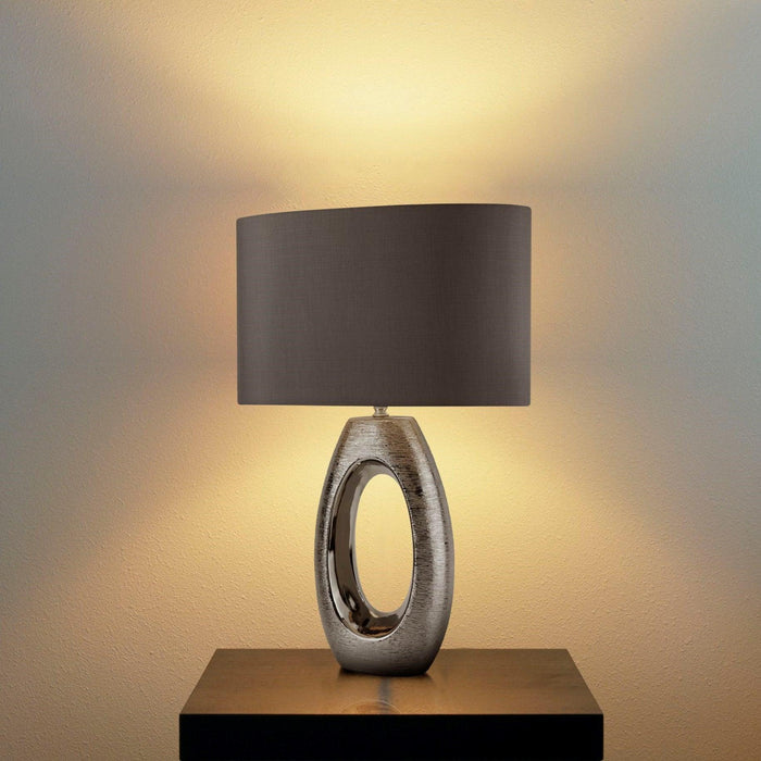 Searchlight Artisan 1 Light Chrome Oval Base Table Lamp-Living-Room-Tiffany Lighting Direct-[image-position]