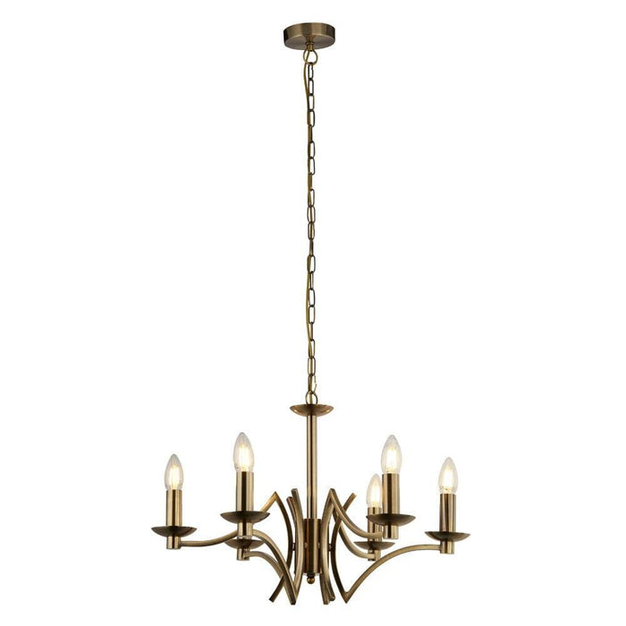 Searchlight Ascot 6 Light Antique Brass Chandelier-1-Tiffany Lighting Direct