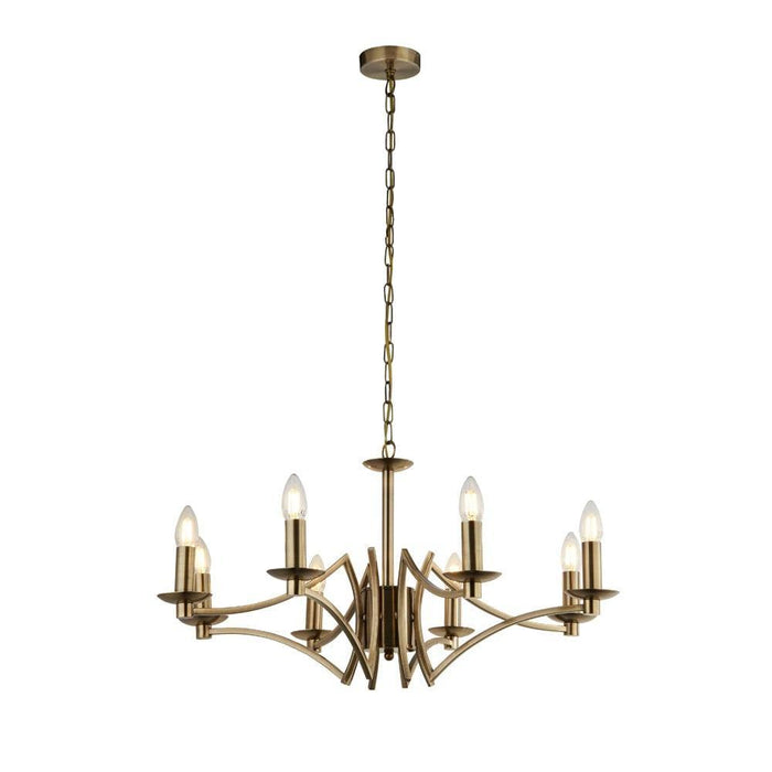 Searchlight Ascot 8 Light Antique Brass Chandelier-1-Tiffany Lighting Direct