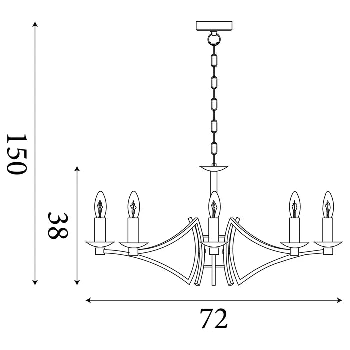Searchlight Ascot 8 Light Chrome Chandelier — additional angle