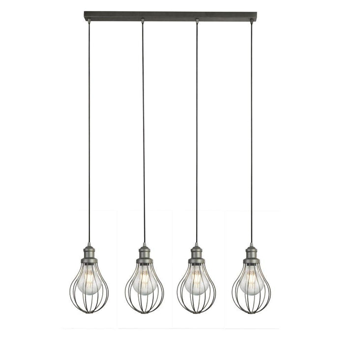 Searchlight Balloon Cage 4 Light Pewter Ceiling Pendant-Ceiling Pendant Lights-1-Tiffany Lighting Direct